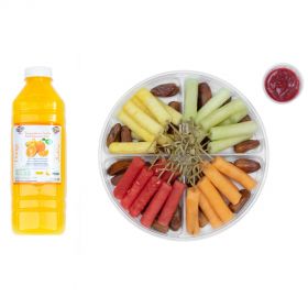 Fruit Platter Premium with Raspberry Dip with 1L Orange Juice