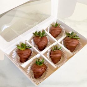 Strawberry dipped in milk chocolate box-6 pcs